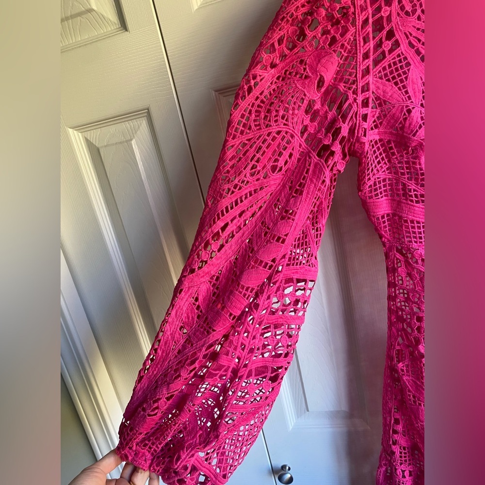 New Farm Rio Pink Guipire Eyelet Maxi Dress - Picture 5 of 14
